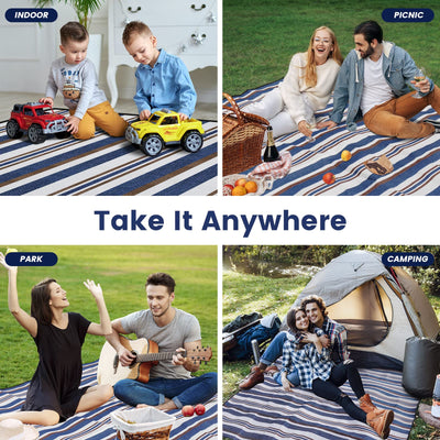 sapsisel 80”x 80” Picnic Blanket Extra Large, Waterproof and Foldable Beach Blanket, 3-Layer Outdoor Blanket for 6 to 8 Adults, for Camping, Park, Beach, Grass, Indoors…