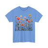 Wildflowers and Pink Roses, Graphic T-Shirts for Women, Floral Shirt, Womens Short Sleeve, Ladies Graphic Tees #5023TTS