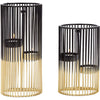 Juvale Set of 2 Black and Gold Geometric Candle Holders for Modern Table Decor (2 Sizes)