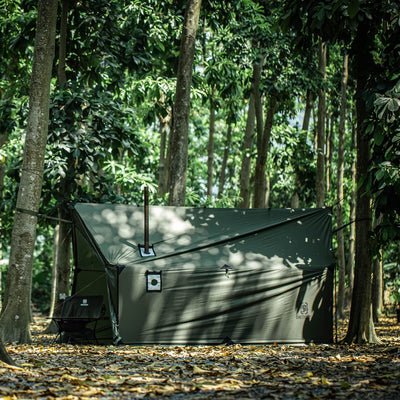OneTigris TEGIMEN Hammock Hot Tent with Stove Jack, Spacious Versatile Wall Tent with Snow Skirt, 3000mm Waterproof with Zippered Tent Bag (Ranger Green)