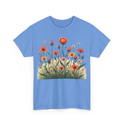Wildflowers and Orange Roses, Graphic T-Shirts for Women, Floral Shirt, Womens Short Sleeve, Ladies Graphic Tees #5047TTS