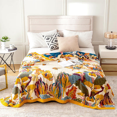 MSGKV Boho Cotton Throw Blanket 60''x80'', Soft Lightweight Blanket for Couch, Bed, Travel, Picnics, Home Decor