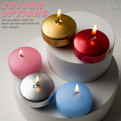 SECEL Pack of 24 Floating Candles 2 Inch 4+Hours Paraffin Wax%100 Cotton Wick Dripless & Smokeless Home Decor, Wedding Decorations, Valentine Decors, Birthday Dinners, Celebrations