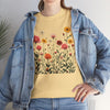 Wildflowers and Pink Roses, Graphic T-Shirts for Women, Floral Shirt, Womens Short Sleeve, Ladies Graphic Tees #5023TTS