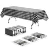 Exquisite Picnic Table Cover - 12 Pack Premium Rectangle Plastic Tablecloth - Black & White Checkered BBQ Plastic Table Cover - Gingham Checkerboard Disposable Plastic Tablecloth 54" x 108" Rectangle