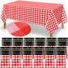 Chumia 12 Pieces Plastic Checked Picnic Tablecloth Rectangle Disposable Gingham Table Cloth 54 x 108 Inch 8 Foot Waterproof Camping Table Covers for Barbecue Holiday Birthday Parties (Red Checkered)