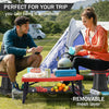 Small Folding Camping Table Portable - Adjustable Height Lightweight Foldable Table with Collapsible Stool and Mesh Layer for Hiking Camp BBQ Picnic Beach Cook Ideal as Lap Desk Bed Table Red