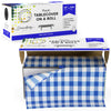 Grandipity Plastic Tablecloth Roll - 54" x300' Blue Gingham Checkered Plastic Table Cloths for Parties | Disposable with Cutter Box - Cut to Size Disposable Plastic Tablecloth for Rectangle & Round