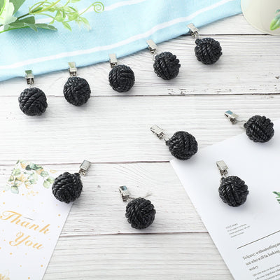 Tioncy 24 Pcs Outdoor Curtain Weights Table Cloth Weights Heavyweight Weights Ball Resin Cast Iron Cloth Holder Clip Furniture Pendant for Home Garden Wedding Party Camping Picnic (Black)