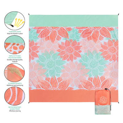 HIHOHO Beach Blanket Waterproof Sandproof Extra Large Beach Mat 79" X 83"/120"x108"for 1-8 Adults Quick Drying Durable Outdoor Picnic Mat for Beach Travel Camping Hiking