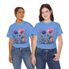 Wildflowers and Pink/Violet Roses, Graphic T-Shirts for Women, Floral Shirt, Womens Short Sleeve, Ladies Graphic Tees #5101TTS