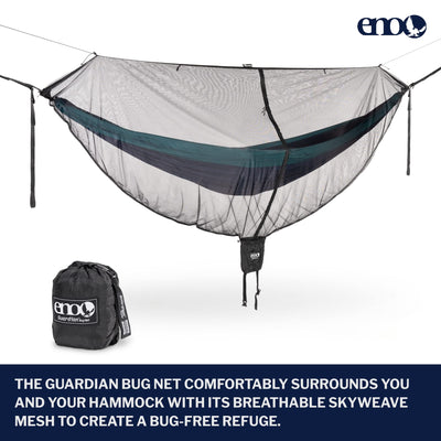 ENO OneLink Hammock System - Includes DoubleNest Hammock, Atlas Suspension System, Guardian Bug Net, and ProFly Rain Tarp - Set of Hammock Essentials for Camping, Hiking, or a Festival - Navy/Olive