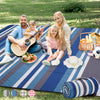 Picnic Blankets Outdoor Extra Large - 80"x80" Waterproof Beach Blanket, Machine Washable 3-Layer Foldable Park Mat with Sandproof Backing for Grass, Hiking, Travel, Concerts, Indoor (BlueStrip)