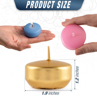 SECEL Pack of 24 Floating Candles 2 Inch 4+Hours Paraffin Wax%100 Cotton Wick Dripless & Smokeless Home Decor, Wedding Decorations, Valentine Decors, Birthday Dinners, Celebrations