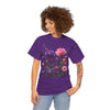 Wildflowers and Pink/Violet Roses, Graphic T-Shirts for Women, Floral Shirt, Womens Short Sleeve, Ladies Graphic Tees #5101TTS