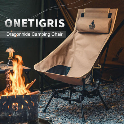 OneTigris Dragonhide Camping Chair with Pillow Design, Comfortable Widened Seat Folding Chair, 275 lbs Capacity