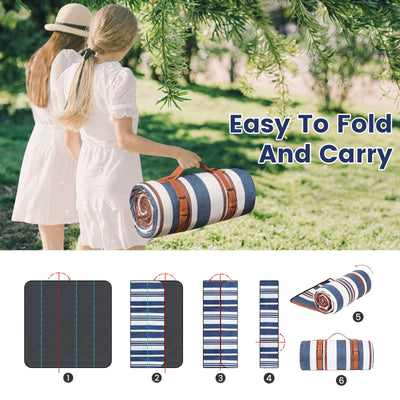 sapsisel 80”x 80” Picnic Blanket Extra Large, Waterproof and Foldable Beach Blanket, 3-Layer Outdoor Blanket for 6 to 8 Adults, for Camping, Park, Beach, Grass, Indoors…