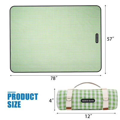 G GOOD GAIN Picnic Blankets Outdoor Extra Large - Waterproof Picnic Blanket with Carry Strap | Machine Washable Picnic Mat with Sandproof Backing for Park, Grass, Camping, Hiking, Concerts (Lime)