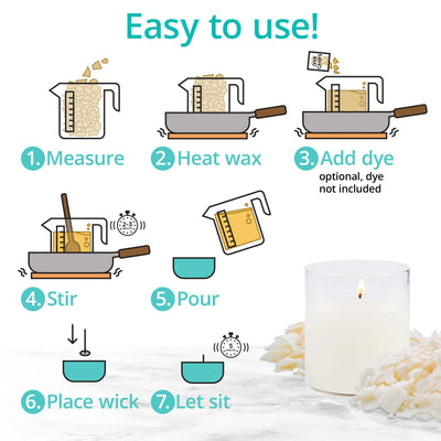 Hearts & Crafts Natural Soy Wax - Candle Making Wax Supplies - 4.5kg Soy Wax, 100 15cm Pre-Waxed Candle Wicks, & 2 Metal Centering Devices - Soy Wax Flakes for Candle Making - Soy Candle Wax Bulk