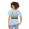 Wildflowers and White Roses, Graphic T-Shirts for Women, Floral Shirt, Womens Short Sleeve, Ladies Graphic Tees #5041TTS