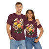Wildflowers and Pink & Yellow Roses, Graphic T-Shirts for Women, Floral Shirt, Womens Short Sleeve, Ladies Graphic Tees #5136TTS