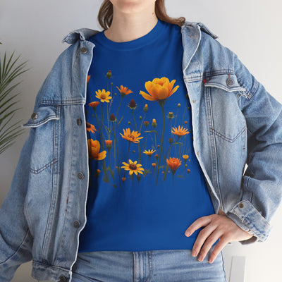 Wildflowers and Yellow Roses, Graphic T-Shirts for Women, Floral Shirt, Womens Short Sleeve, Ladies Graphic Tees #5011TTS