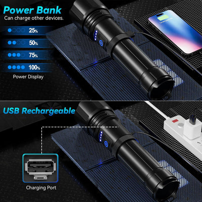 Sigoobal Rechargeable Flashlight, 2 Pack 900000 High Lumens Super Bright Flash Light, 7 Modes with COB Work Light, IPX6 Waterproof, Powerful Handheld LED Flashlights for Camping, Hiking