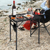 REDCAMP Small Folding Grill Table for Outside, 3 Heights Adjustable Lightweight Portable Metal Aluminum Outdoor Grill Table for Camping Picnic Cooking BBQ, Black 24x16 inches