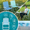 #WEJOY Anti-tip Over Folding Webbed Lawn Chair, Oversized 17-in High Beach Chair for Adults Heavy Duty,Aluminum High Seat Camping Chair for Elder Outdoor Garden Park Backyard(Grey/Blue)