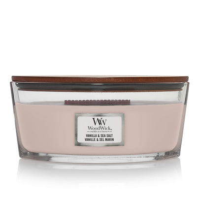 WoodWick Ellipse Vanilla & Sea Salt Scented Candle, 16oz | Up to 50 Hours Burn Time, Ideal for Dwelling Decor and Gifts