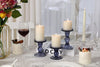 GMWD 3 Pcs Glass Candle Holder Set Clear, Blue Candlesticks Holders Pillar Taper Candles Tealight Stand for Wedding Centerpieces Home Decorations Dining Table