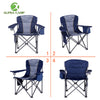 ALPHA CAMP Oversized Camping Folding Chair Heavy Duty with Cooler Bag Support 450 LBS Steel Frame Collapsible Padded Arm Quad Lumbar Back Chair Portable for Lawn Outdoor,Blue,1PC