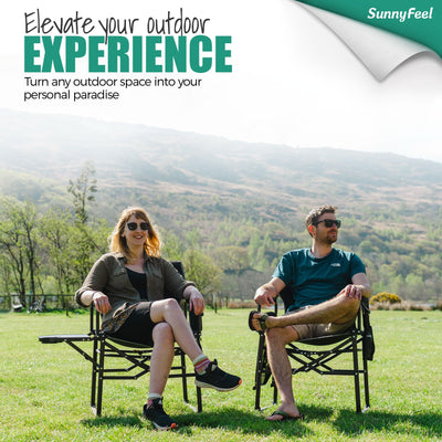 SUNNYFEEL Oversized Camping Directors Chair 2 Pack, Portable Folding Lawn Chairs for Adults Heavy Duty with Side Table,Pocket for Beach, Fishing,Picnic,Concert Outdoor, Foldable Camp Chairs