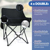 HaSteeL Camping Chair for Adults, Compact Folding Portable Chairs Set with Side Pockets for Outdoors Fishing, Hiking, Backpacking, Picnic, Beach, Travel, Supports to 250lbs, & Storage Bags (Black)