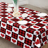 AnyDesign Valentine's Day Rectangle Tablecloth Red Buffalo Plaids Fabric Table Cloth Washable Hearts Table Cover for Wedding Anniversary Holiday Picnic Dinner Table Decoration, 60 x 104 Inch