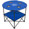 Rio Brands 28" Round Lightweight Fabric Portable Folding Beach Cupholders Table, Blue