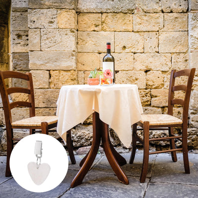 uxcell Tablecloth Weights with Metal Clip, 24PCS Marble Tablecloth Pendant, Heart Shape Tablecloth Pendant Picnic Tablecloth Clips for Decoration, Family Dinner Party (White)