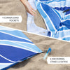 Everlasting Comfort Beach Blanket Waterproof Sandproof - Large Oversized Sand Free Beach Mat Fits Up to 10 People w/Stakes, Storage Bag - Essentials for Beach, Picnic, Concert