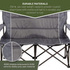 TIMBER RIDGE 2 Person Folding Loveseat Comfortable Double Foldable Camping Chair Folding Lawn chairs for Outside, Grey