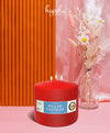 Hyoola Red Three Wick Large Candle - 6 x 6 Inch - Unscented Big Pillar Candles - 146 Hour - European Made