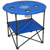 Rio Brands 28" Round Lightweight Fabric Portable Folding Beach Cupholders Table, Blue