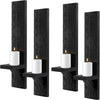 Potchen Set of 4 Wall Sconces Candle Holder Mount Decorative Wood Holders Black Decor Rustic Hanging Shelf Living Room Decoration for Farmhouse Bathroom Bedroom Vase