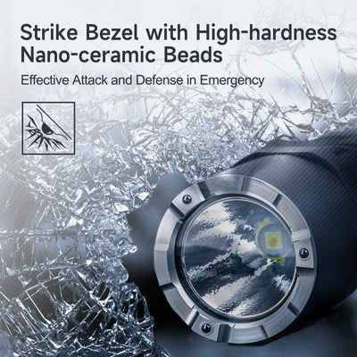 NEXTORCH P80 LED Law Enforcement Flashlight, 1600 High Lumens Rechargeable Flashlight with 5 Modes & Strobe & Ceramic Bead Broken Window for Night Duty, Outdoor Adventure, Self-Protection, Daily Use