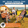 Raynesys Portable Camping Chair, 360° Swivel Lawn Chair, 8 Seconds Quick Setup Folding Chair, 3.8Lb Lightweight Camping Chair for Easy Carry to Hiking, Camping, Sport, Travel, Beach, 1 Pack