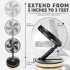 VENTY Portable Fan - Wireless Battery Operated Fan, 48HR Run Time 16000MAH Oscillating Rechargeable Fan, Remote Control & LED Lighting, Folding Telescopic Camping Fan (Black with Case)