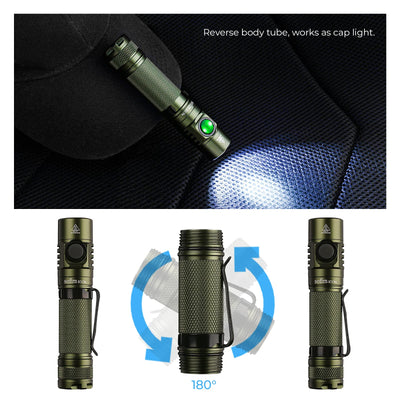 sofirn SC31 Pro Rechargeable Flashlight, Super Bright Pocket Flashlight 2000 Lumens with SST40 6500K LED, Diffuser, Magnetic Tail Cap, for EDC Camping Fishing Dog Walking (Green)