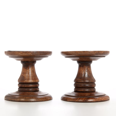 Hosley Set of 2 Wood Pillar Candle Holders 5 Inch High Ideal Gift for Weddings Bridal Party Spa Reiki Meditation Votive LED Pillar Candle Gardens O3