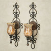 Touch of Class Leyanna Mosaic Wall Sconce Pair - Aged Brown, Victorian Style, Made of Metal, Glass - Antique Sconces, Medallion Designs - Set of 2, Ornate Candle Holder