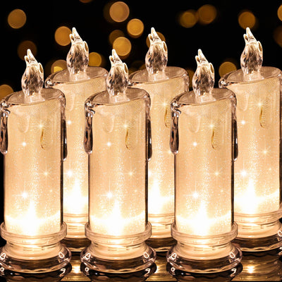 6PCS White LED flameless Candles (D:2.5" x H:7"),LED Pillar Candles, Battery Included, Velas artificiales para decoracion for Valentine's Day Wedding Birthday Bedroom Decorations