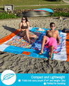 ECCOSOPHY Sandproof Beach Blanket - Oversized Sand Free Beach Mat 9'x10' - Lightweight Outdoor Picnic Blanket Anchored with 4 Corner Sand Pockets & Plastic Stakes - Heat Proof, Quick Drying & Compact